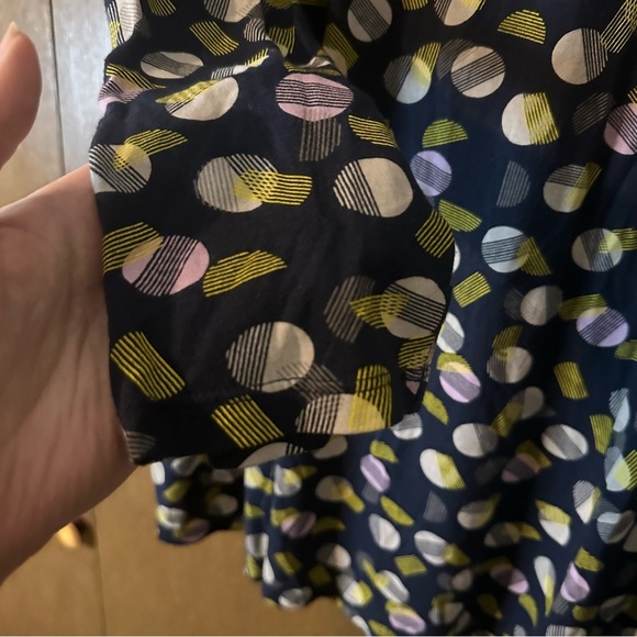 White Stuff Women’s Navy Blue & White Circle Mod Retro 3/4 Sleeve Boxy Top Sz XL - Picture 7 of 12